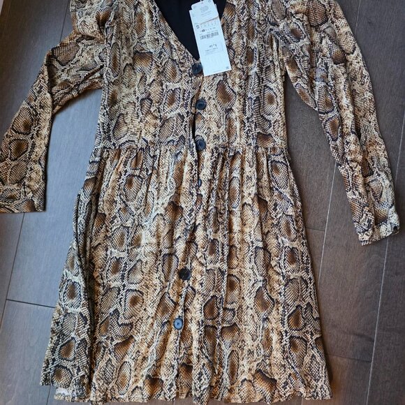 Zara Snakeskin Print Dress-Size Small - Picture 3 of 4